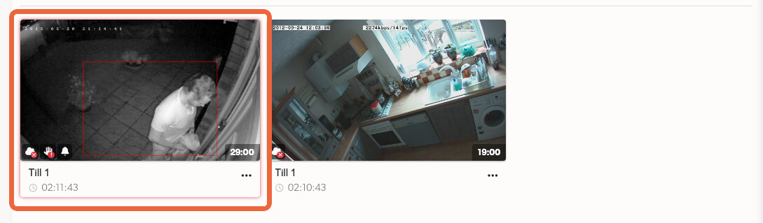 A panic from an alarm panel in the events thumbnail view