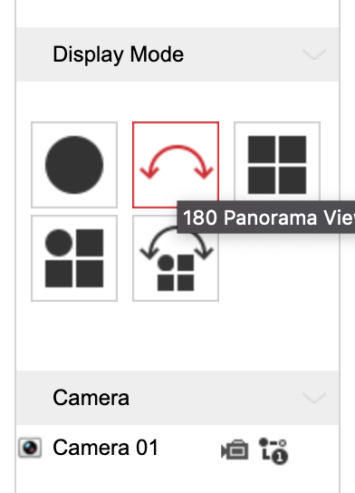 Hikvision Display Mode options showing 180 Panorama View