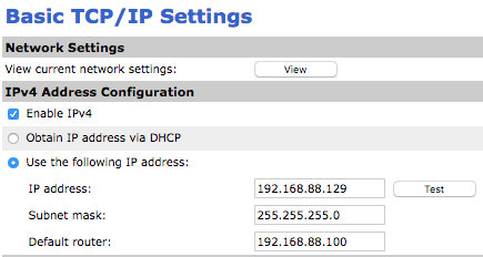 Static network settings