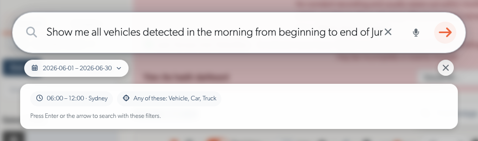 A whole-June vehicle search with a separate morning time window