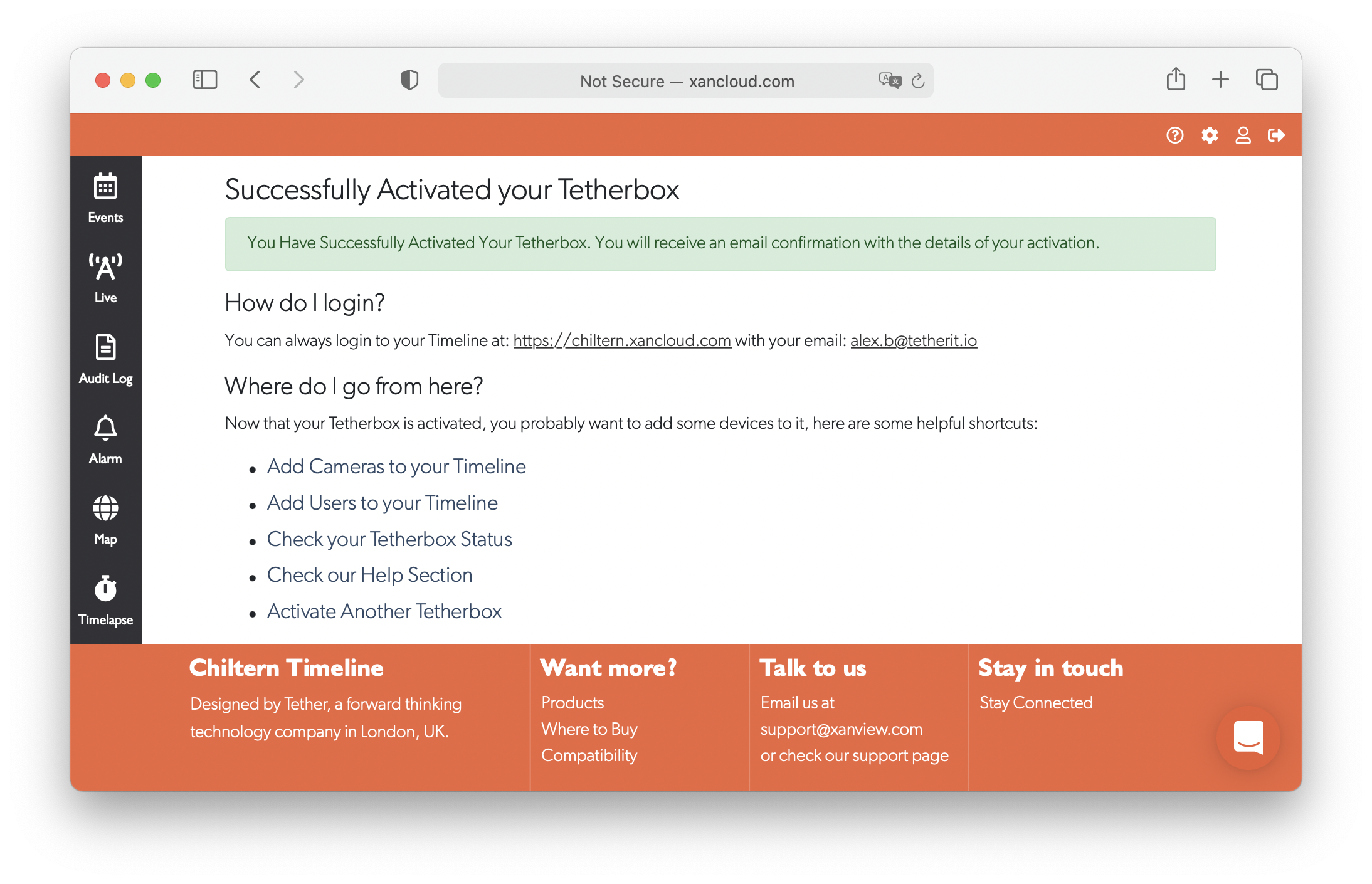 Successfully Activated your TetherBox