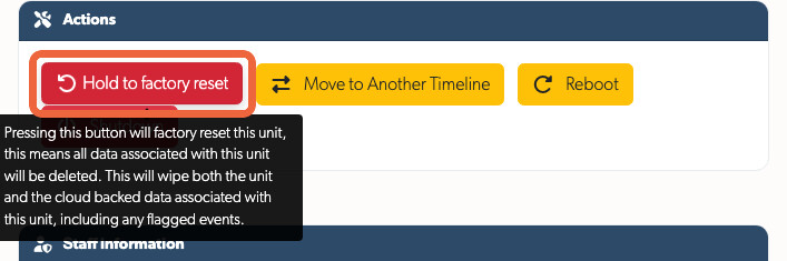 Hold-to-confirm Factory Reset button highlighted